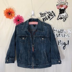 Lucky Brand Jean Jacket Zip-up 3/4 sleeve Med